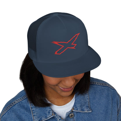X-Team Performance Embroidered Trucker Cap — Mesh 5-Panel Hat Red