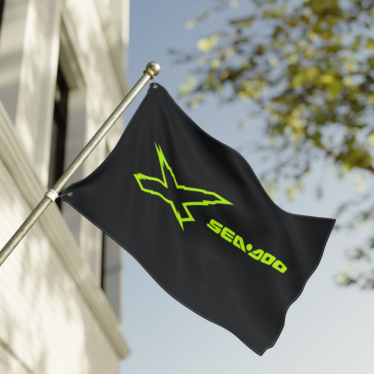 Sea‑Doo X-Team Performance Flag — Double‑Sided Manta Green Watersports Banner