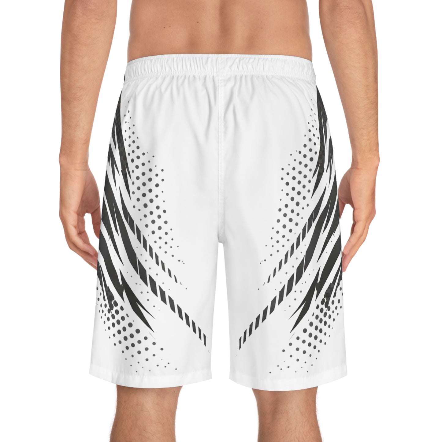SeaDoo GTX Men's Grey & White Racing Board Shorts — Athletic Swim Trunks