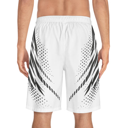 SeaDoo GTX Men's Grey & White Racing Board Shorts — Athletic Swim Trunks