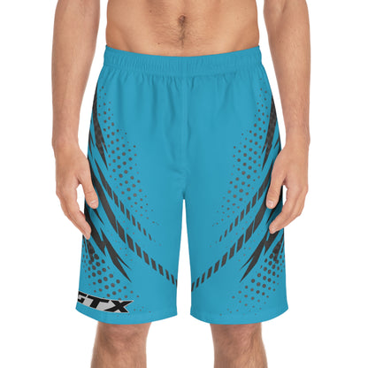 SeaDoo GTX Men's Grey & Teal Racing Board Shorts — Athletic Swim Trunks