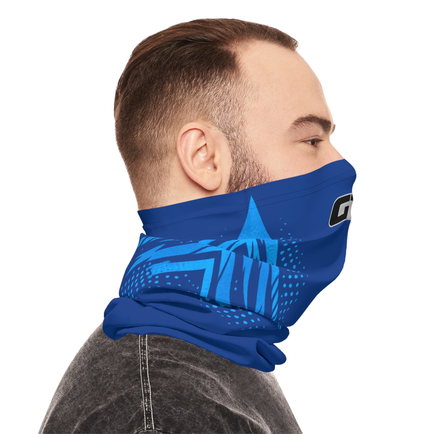 SeaDoo GTX Racing Neck Gaiter —  Gulfstream Blue &  Blue Abyss Midweight Face Shield Mask