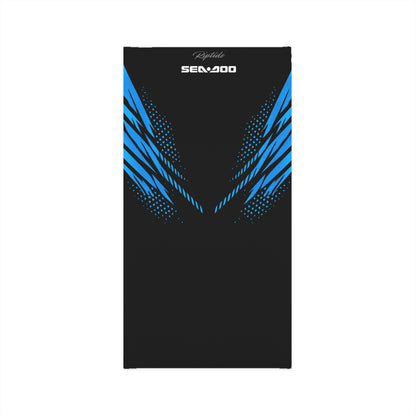 SeaDoo RXTX Racing Neck Gaiter — Gulfstream Blue & Black Midweight Face Shield Mask