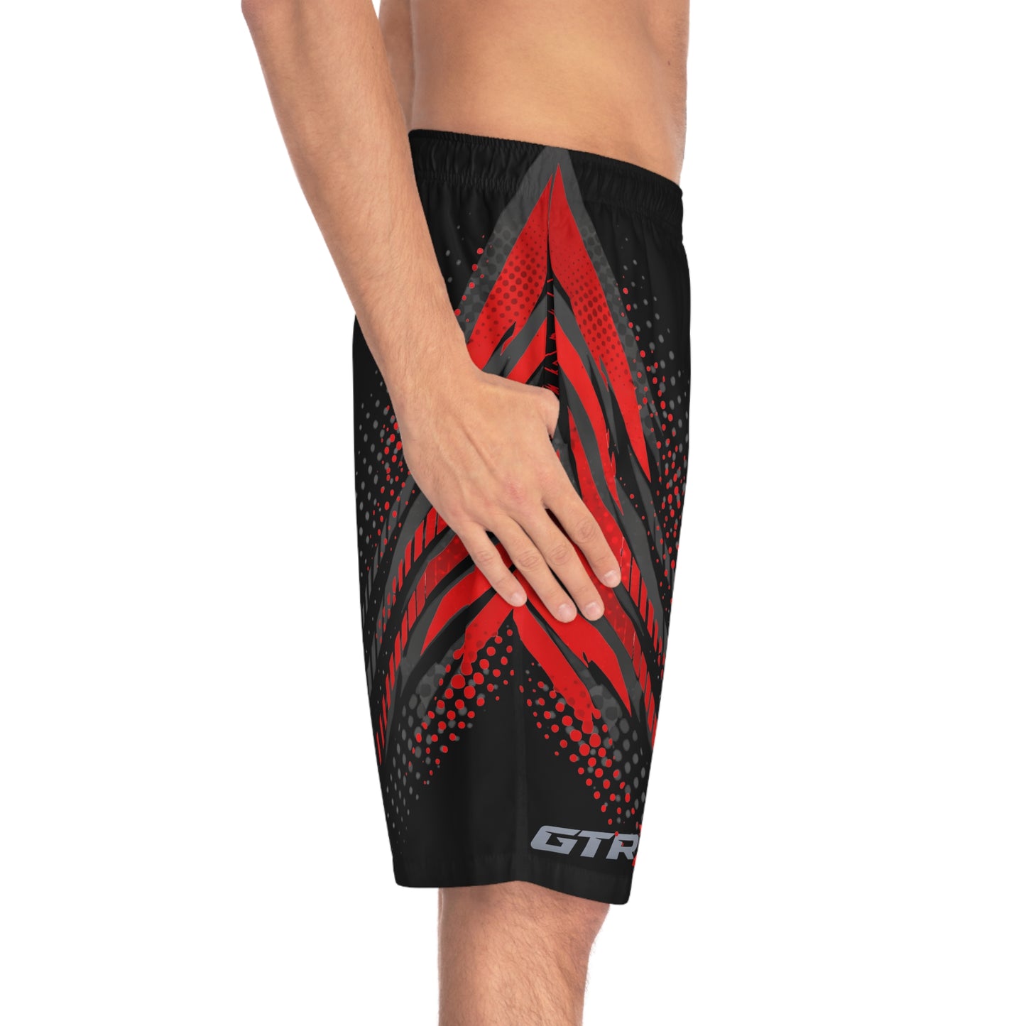 SeaDoo GTRX X-Team Men's Black & Red Racing Board Shorts — Athletic Swim Trunks