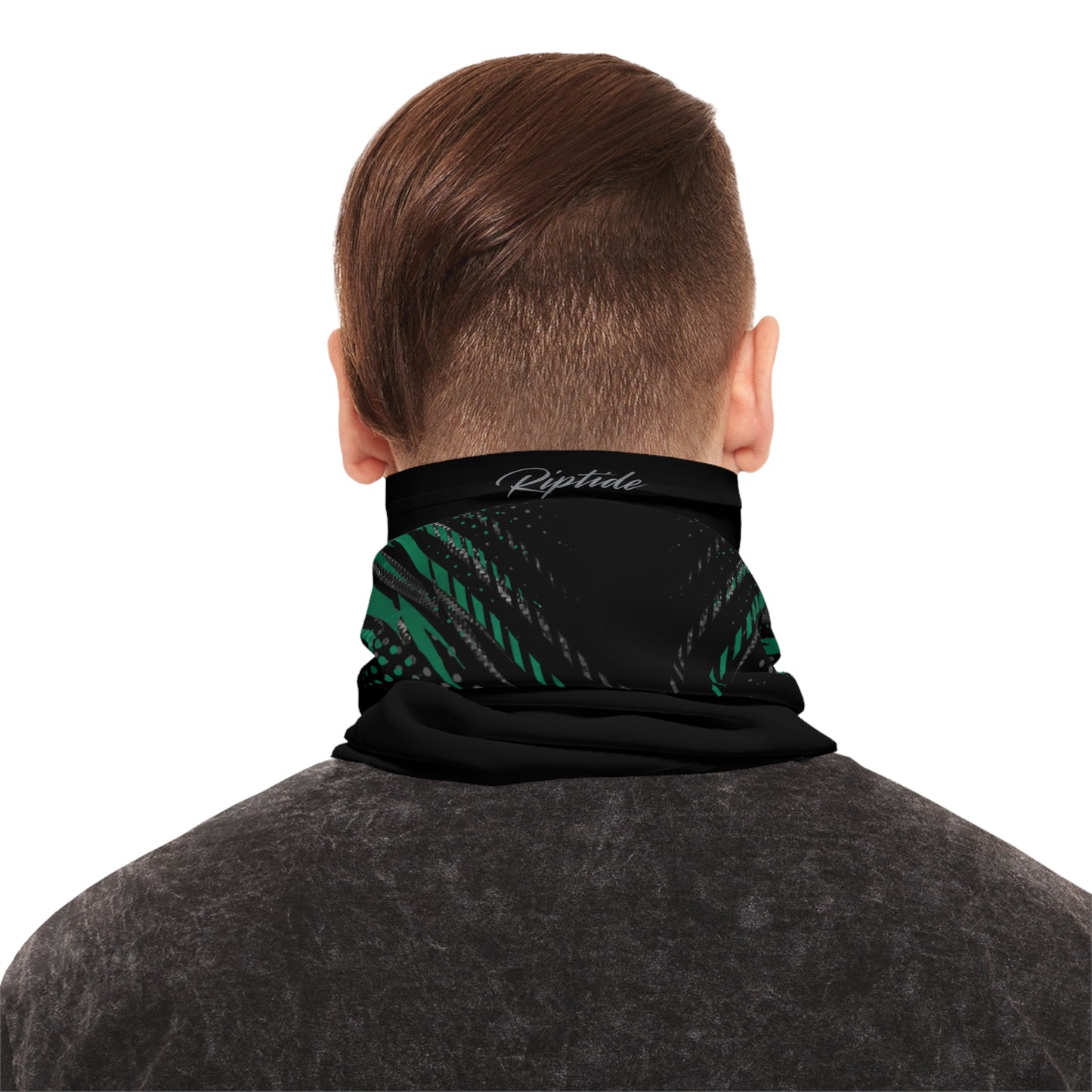 SeaDoo RXPX Racing Neck Gaiter — Apex Racing Green & Carbon Fiber Midweight Face Shield Mask