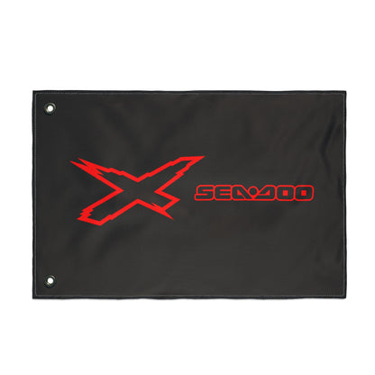 Sea‑Doo X Performance Flag — Double‑Sided Black & Red PWC Banner