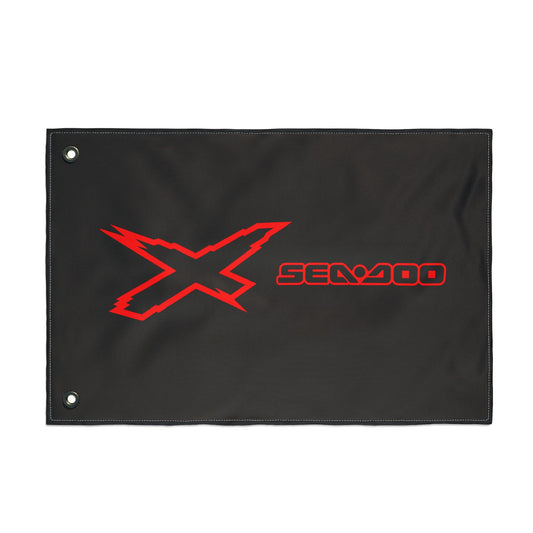 Sea‑Doo X Performance Flag — Double‑Sided Black & Red PWC Banner