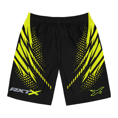 SeaDoo RXTX X-Team Men's Black & Manta Green Racing Board Shorts — Athletic Swim Trunks
