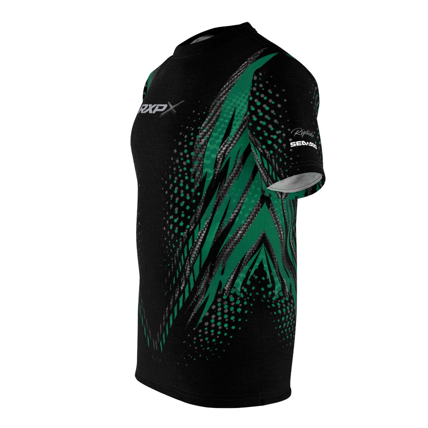 SeaDoo RXPX X-Team Cyber Racing Dri Fit Tee — Apex Racing Green & Carbon Fiber All-Over Print