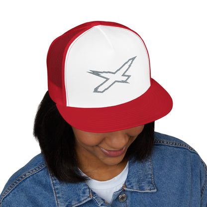 X-Team Performance Embroidered Trucker Cap — Mesh 5-Panel Hat Steel Grey