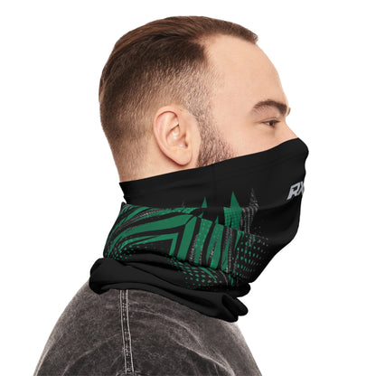 SeaDoo RXPX Racing Neck Gaiter — Apex Racing Green & Carbon Fiber Midweight Face Shield Mask