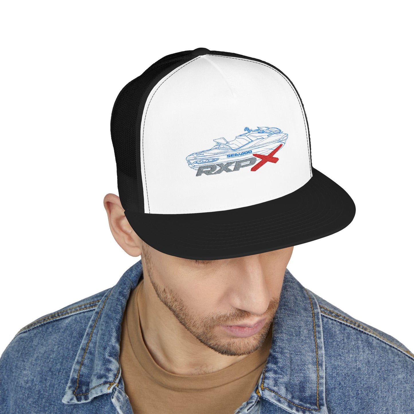 Sea-Doo RXPX Outline Embroidered Trucker Hat — Silhouette Blue