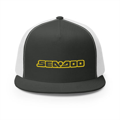 Sea-Doo Embroidered Trucker Hat — Retro Watersports Cap Yellow