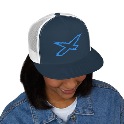 SeaDoo X-Team Performance Embroidered Trucker Cap — Mesh 5-Panel Hat Gulfstream Blue