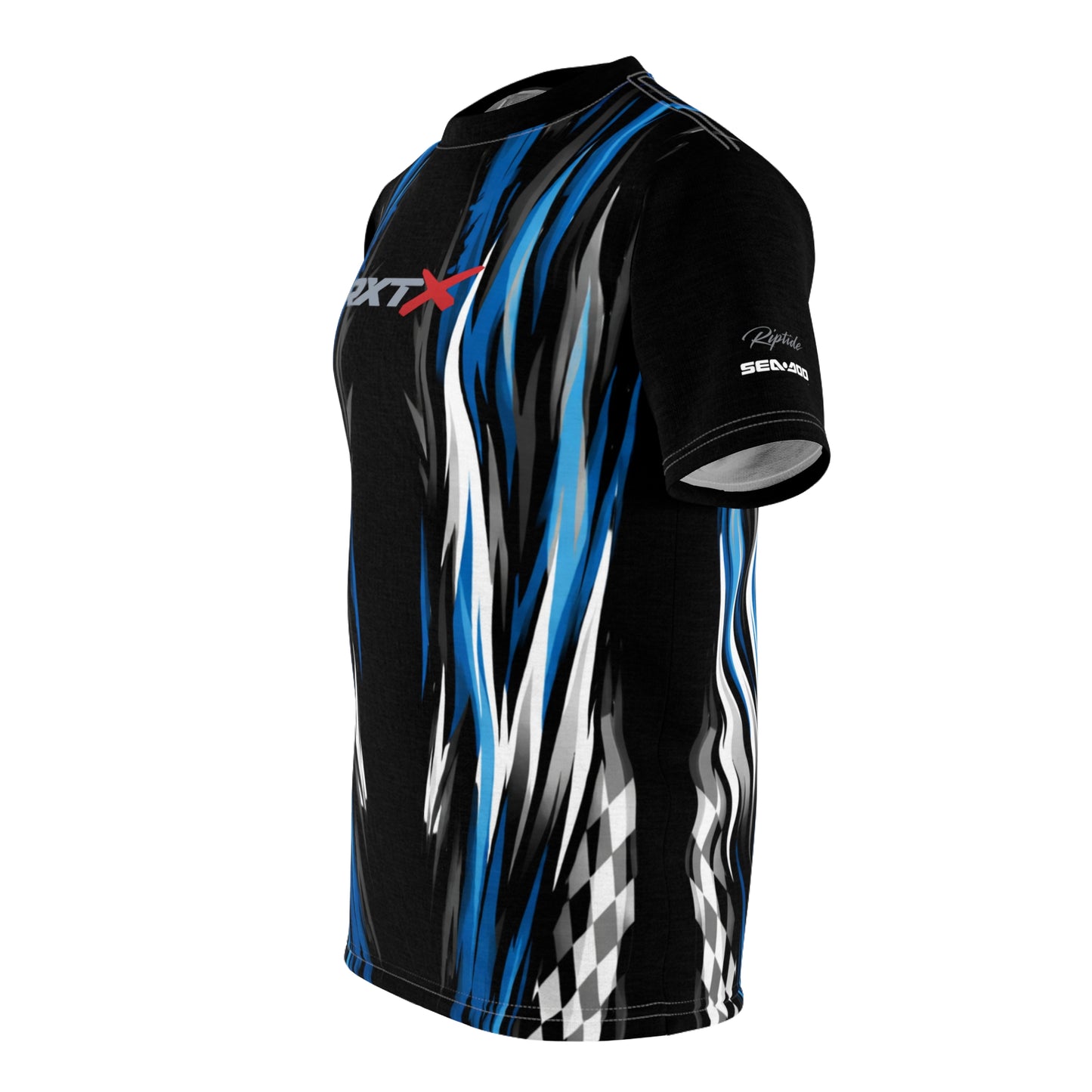 SeaDoo RXT-X Racing Graphic Tee — Gulfstream Blue & Black All-Over Print