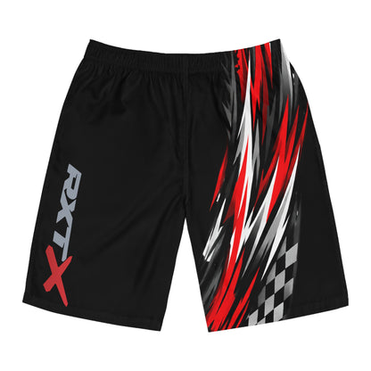 Men's RXTX Performance Racing Board Shorts — Quick-Dry Surf & Swim Trunks Black & Red