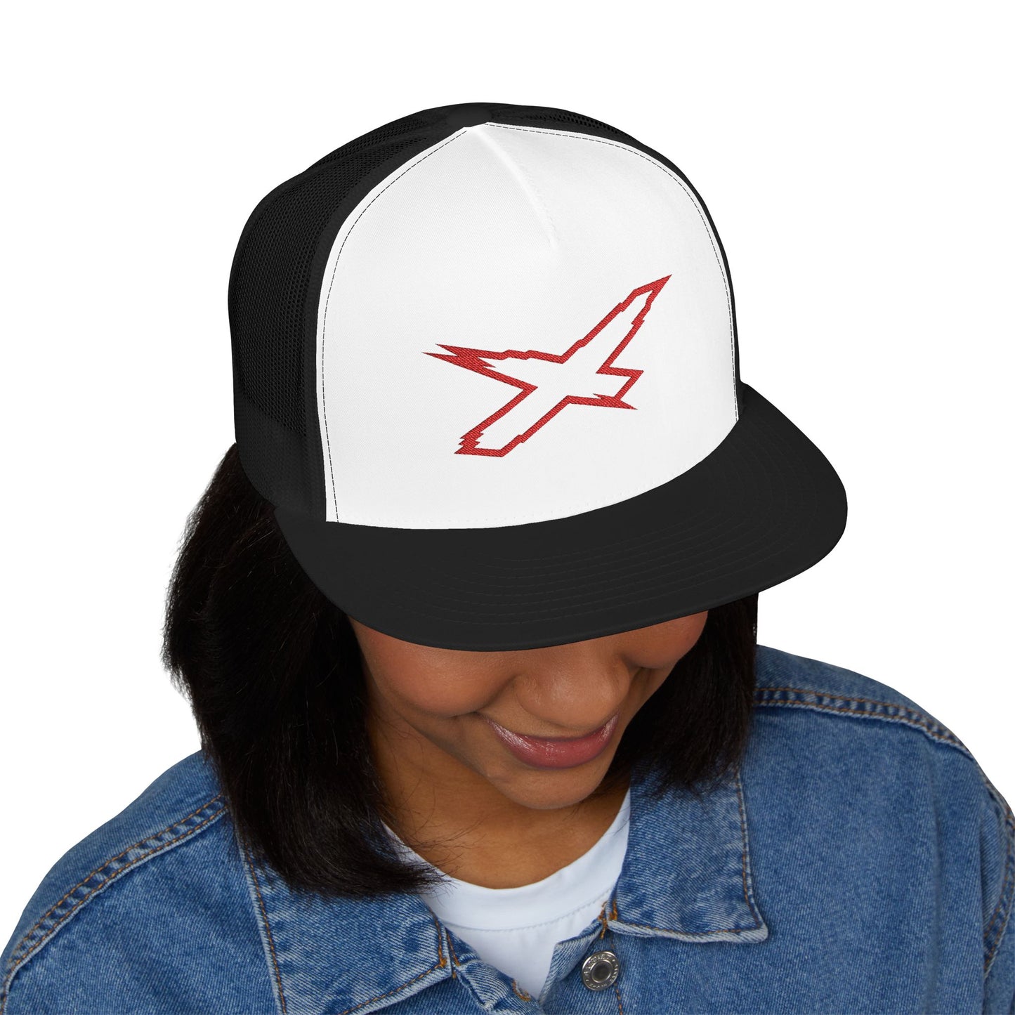 X-Team Performance Embroidered Trucker Cap — Mesh 5-Panel Hat Red