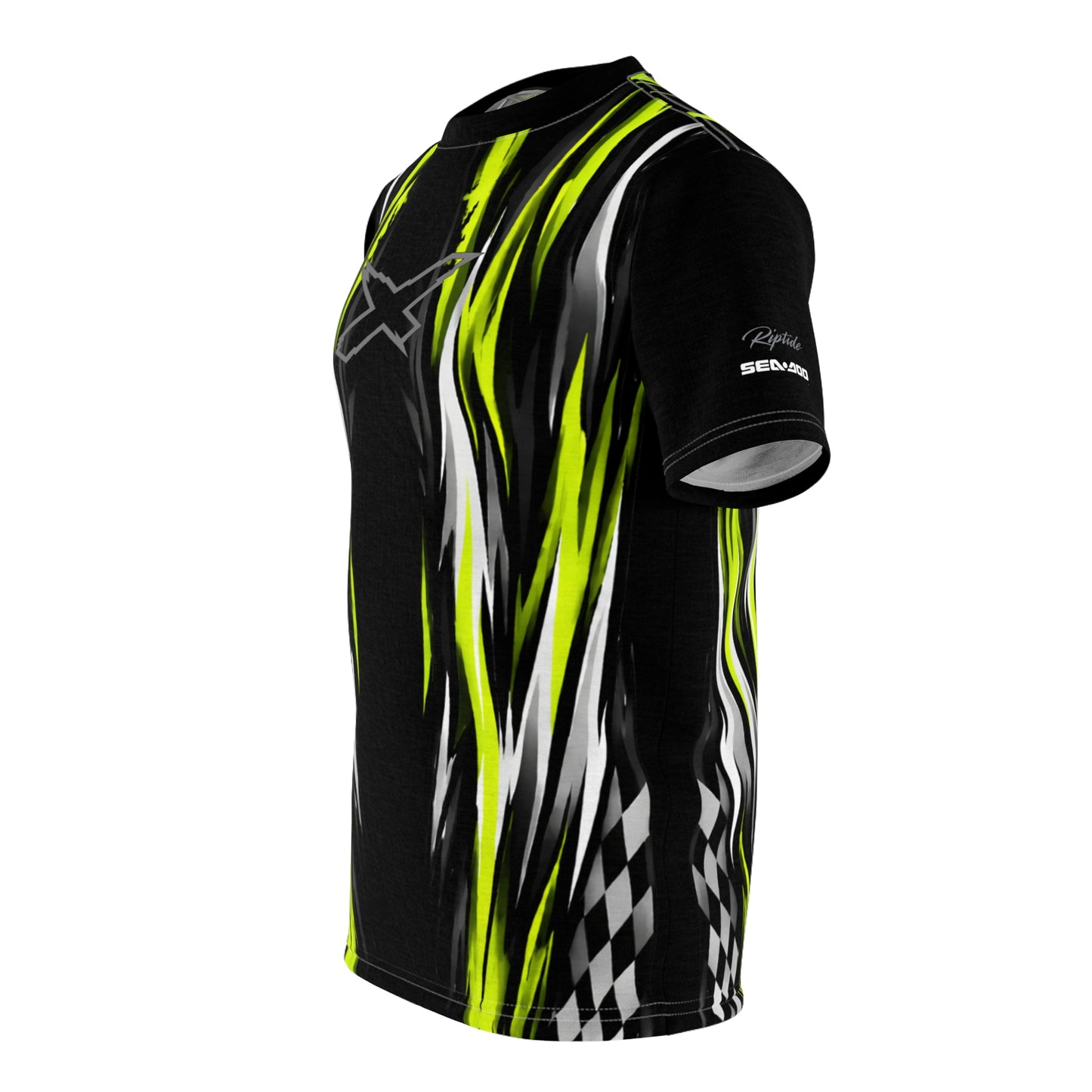 SeaDoo X-Team Racing Graphic Tee — Manta Green & Black All-Over Print