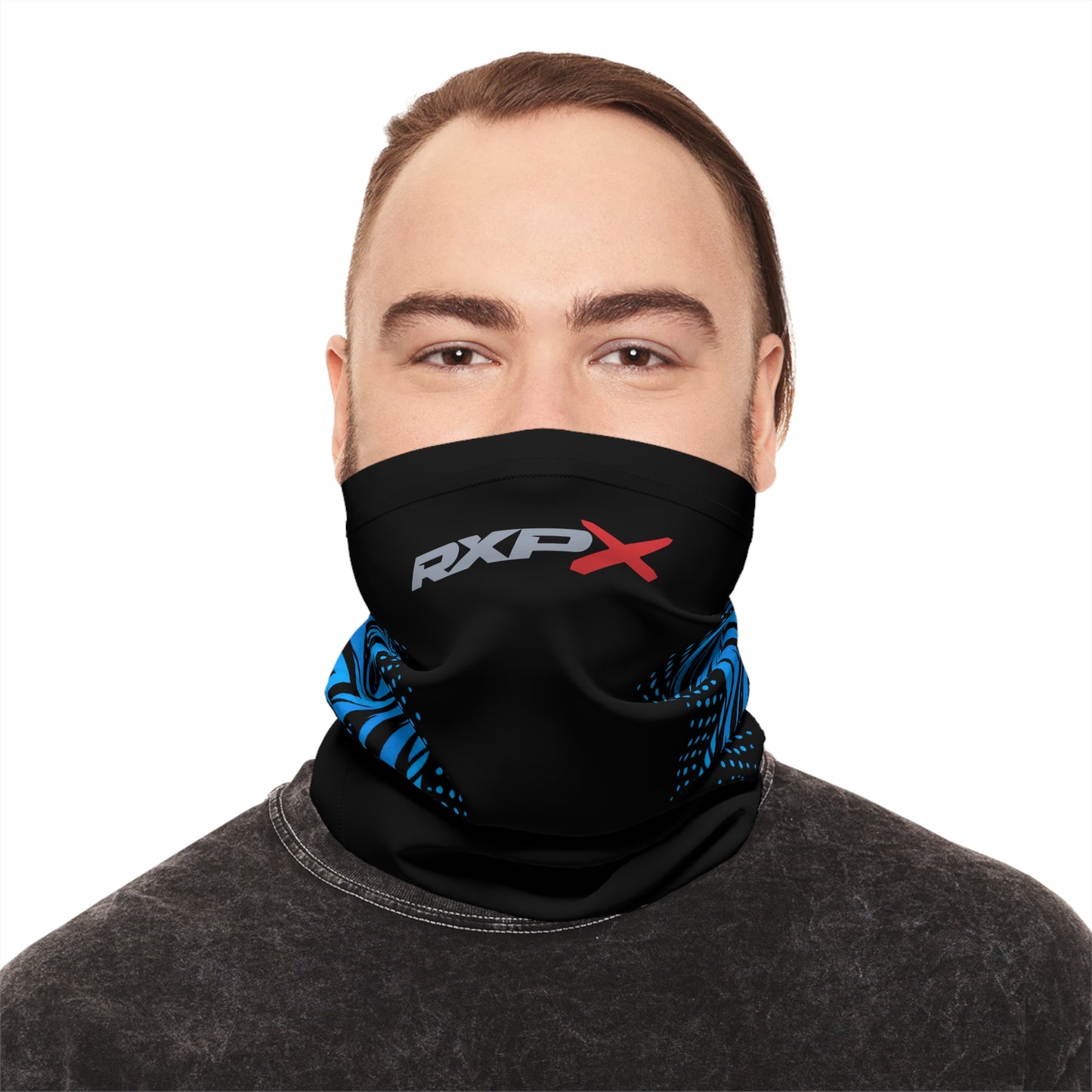 SeaDoo RXPX Racing Neck Gaiter — Gulfstream Blue & Black Midweight Face Shield Mask