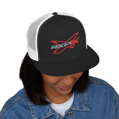 RXPX X-Team Embroidered Snap Back Trucker Cap - 5-Panel Mesh Hat Red