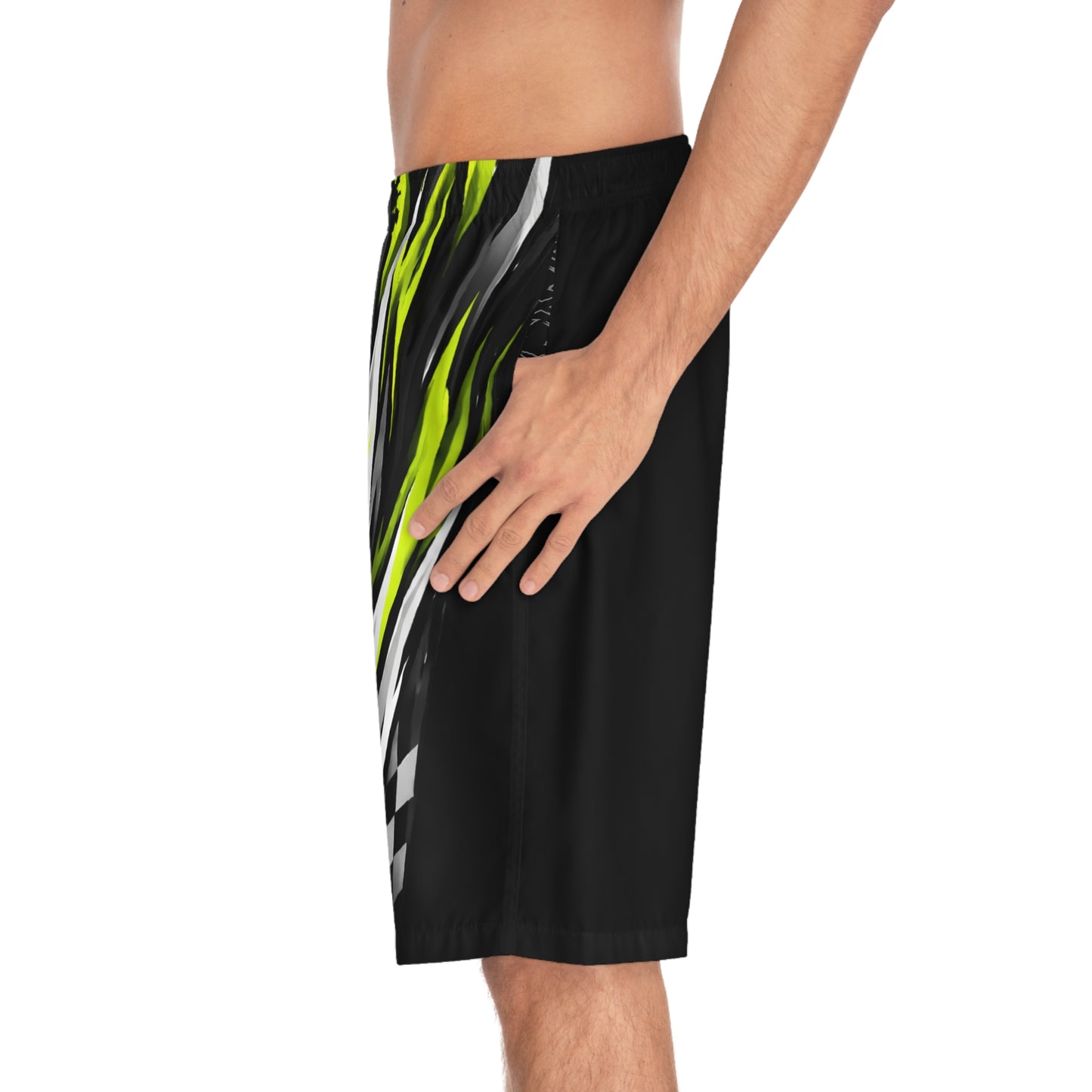 Men's RXPX Performance Racing Splash Board Shorts — Quick-Dry Surf & Swim Trunks Black & Manta Green