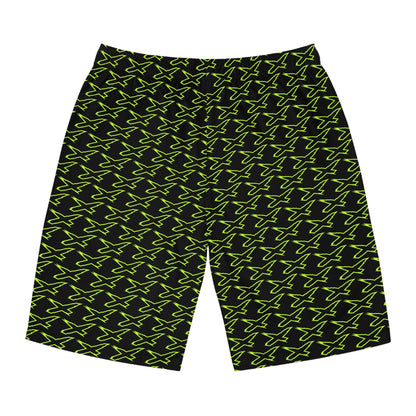 Men's X-Team Peformance Pattern Board Shorts — Beach Swim Trunks Manta Green/Black