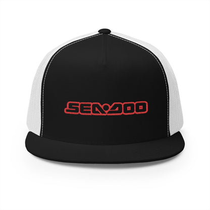 Sea-Doo Embroidered Trucker Hat — Retro Watersports Cap Red