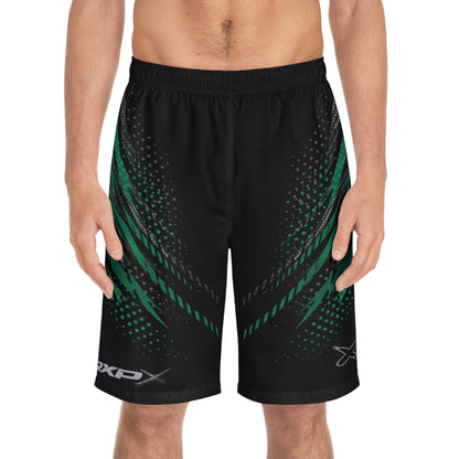 SeaDoo RXPX X-Team Men's Apex Racing Green & Carbon Fiber Racing Board Shorts — Athletic Swim Trunks