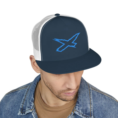 SeaDoo X-Team Performance Embroidered Trucker Cap — Mesh 5-Panel Hat Gulfstream Blue