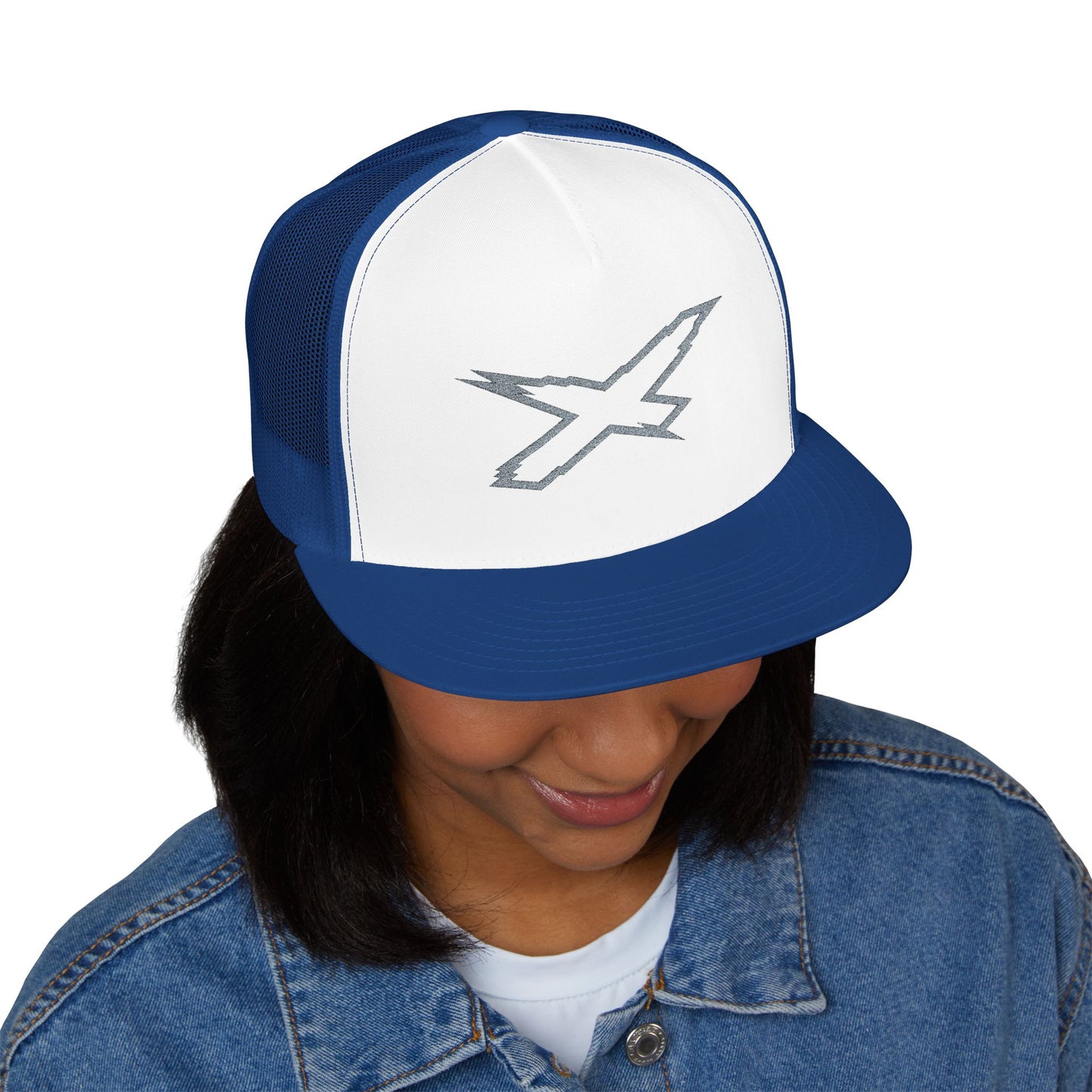 X-Team Performance Embroidered Trucker Cap — Mesh 5-Panel Hat Steel Grey
