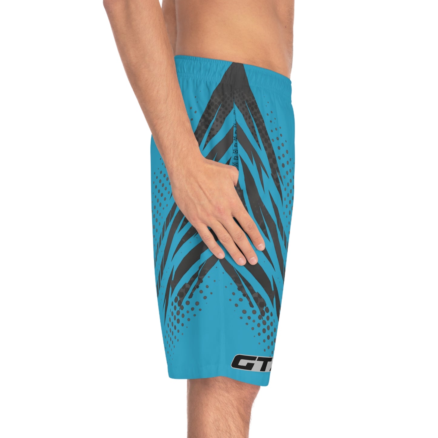 SeaDoo GTX Men's Grey & Teal Racing Board Shorts — Athletic Swim Trunks