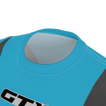 SeaDoo GTX X-Team Cyber Racing Dri Fit Tee — Grey & Teal All-Over Print