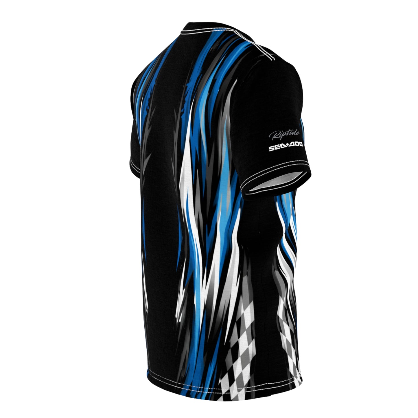 SeaDoo X-Team Racing Graphic Tee — Gulfstream Blue & Black All-Over Print