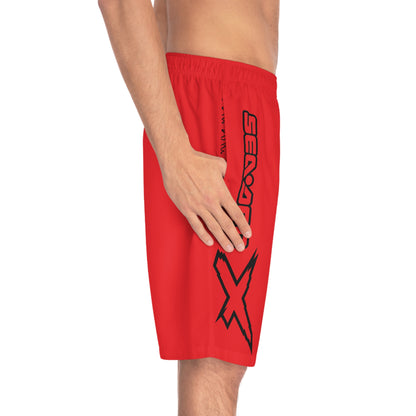 Men's X-Team Performance Board Shorts — Beach Swim Trunks Red