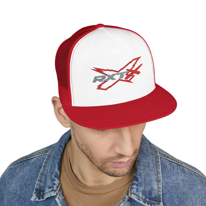 RXTX X-Team Embroidered Snap Back Trucker Cap - 5-Panel Mesh Hat Red