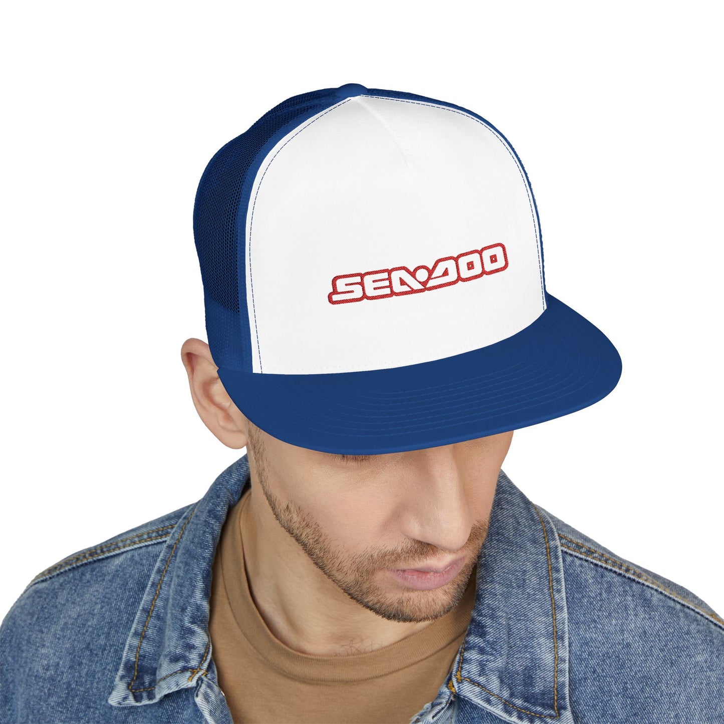 Sea-Doo Embroidered Trucker Hat — Retro Watersports Cap Red
