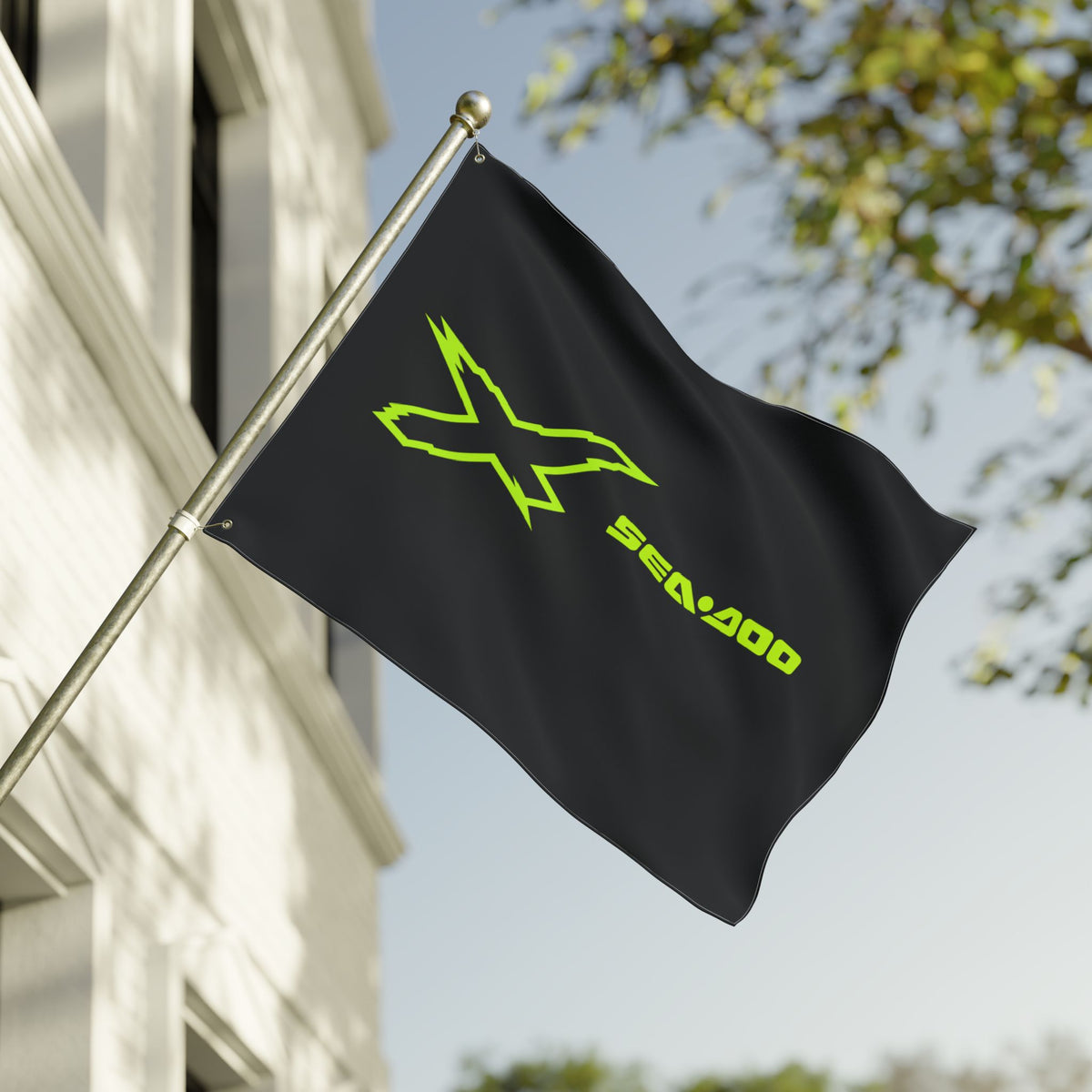 Sea‑Doo X-Team Performance Flag — Double‑Sided Manta Green Watersports Banner