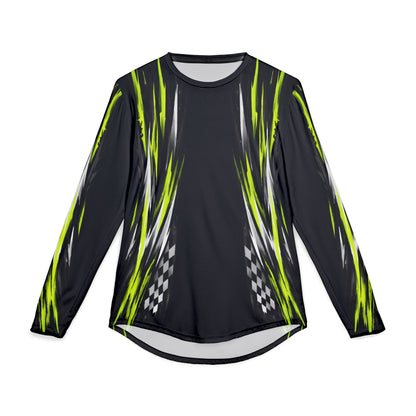 Men's Riptide Racing UV Long Sleeve Shirt — Dri Fit UPF Performance Tee - Black & Manta Green