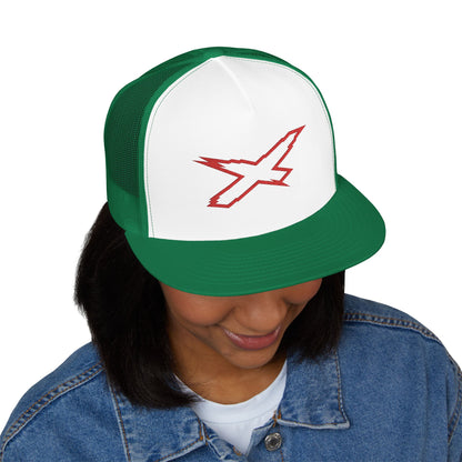 X-Team Performance Embroidered Trucker Cap — Mesh 5-Panel Hat Red