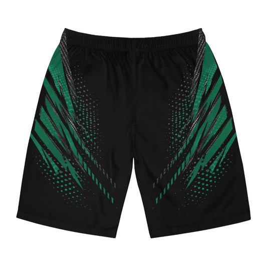SeaDoo RXPX X-Team Men's Apex Racing Green & Carbon Fiber Racing Board Shorts — Athletic Swim Trunks