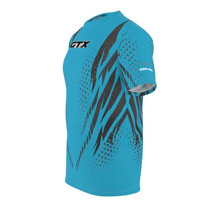 SeaDoo GTX X-Team Cyber Racing Dri Fit Tee — Grey & Teal All-Over Print