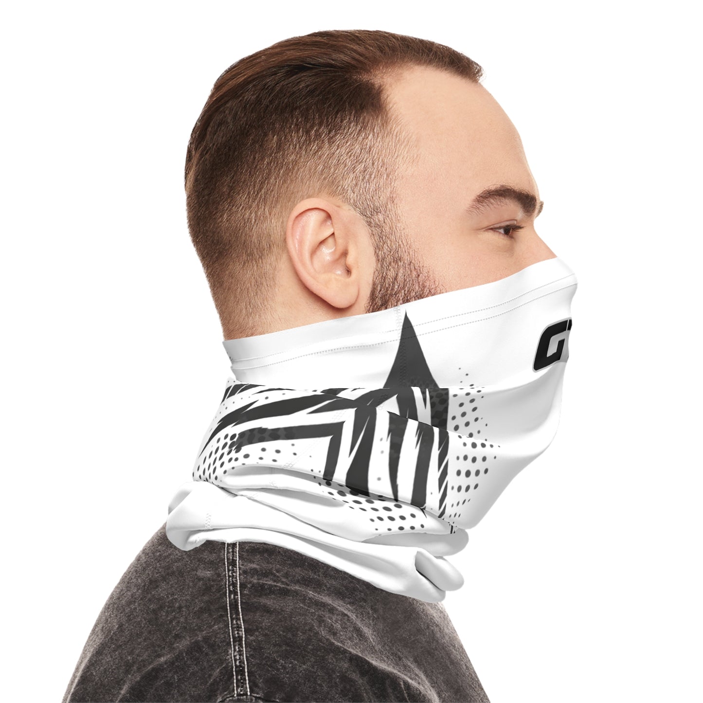 SeaDoo GTX Racing Neck Gaiter — Grey & White Midweight Face Shield Mask