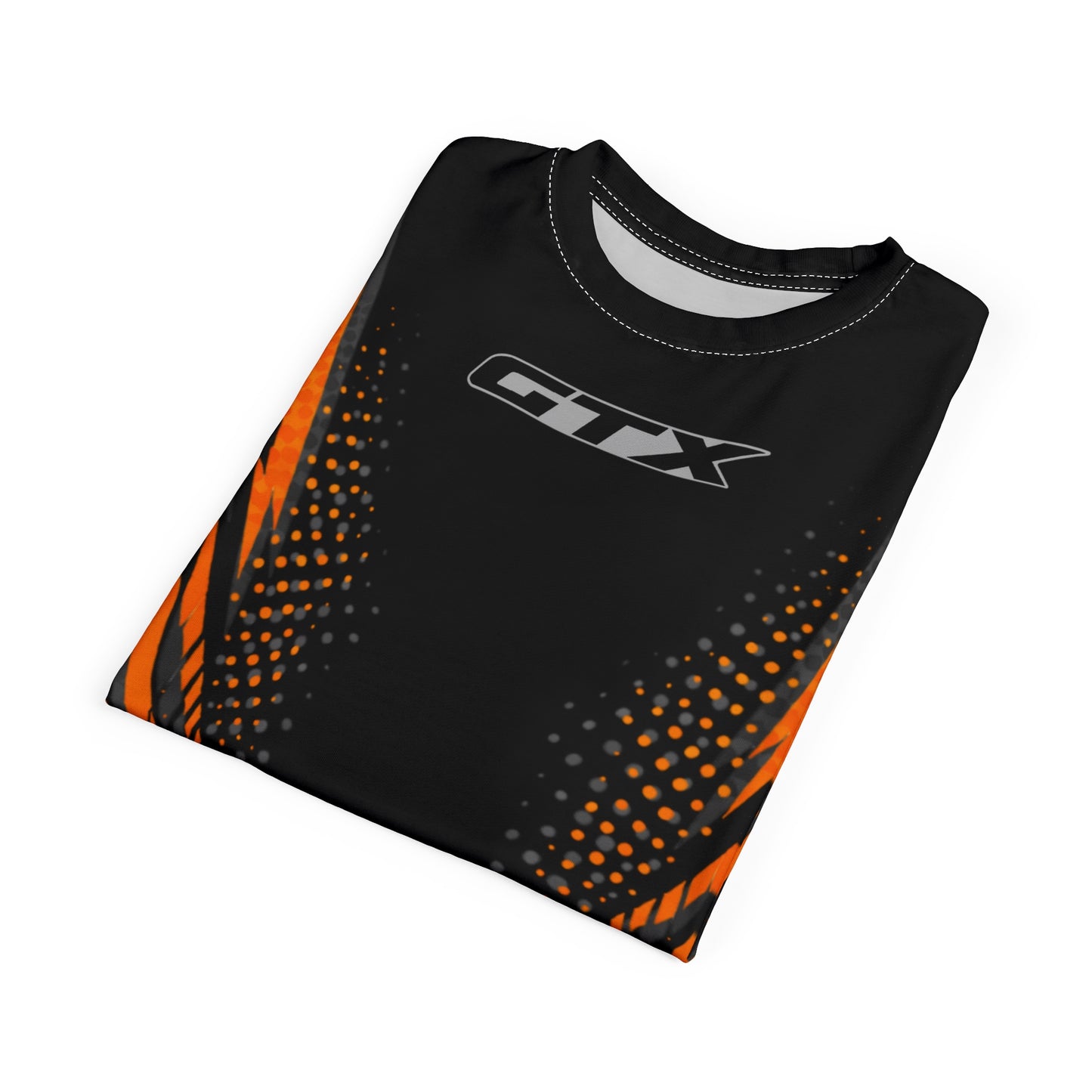 SeaDoo GTX X-Team Cyber Racing Dri Fit Tee — Grey & Orange All-Over Print
