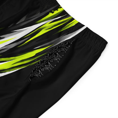 Men's RXPX Performance Racing Splash Board Shorts — Quick-Dry Surf & Swim Trunks Black & Manta Green
