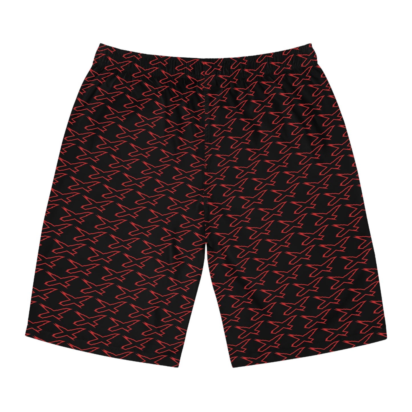 Men's X-Team Performance Pattern Board Shorts — Beach Swim Trunks Red/Black