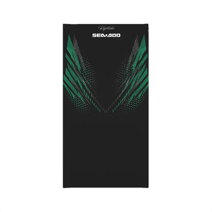 SeaDoo RXPX Racing Neck Gaiter — Apex Racing Green & Carbon Fiber Midweight Face Shield Mask