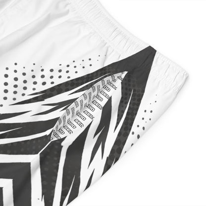 SeaDoo GTX Men's Grey & White Racing Board Shorts — Athletic Swim Trunks