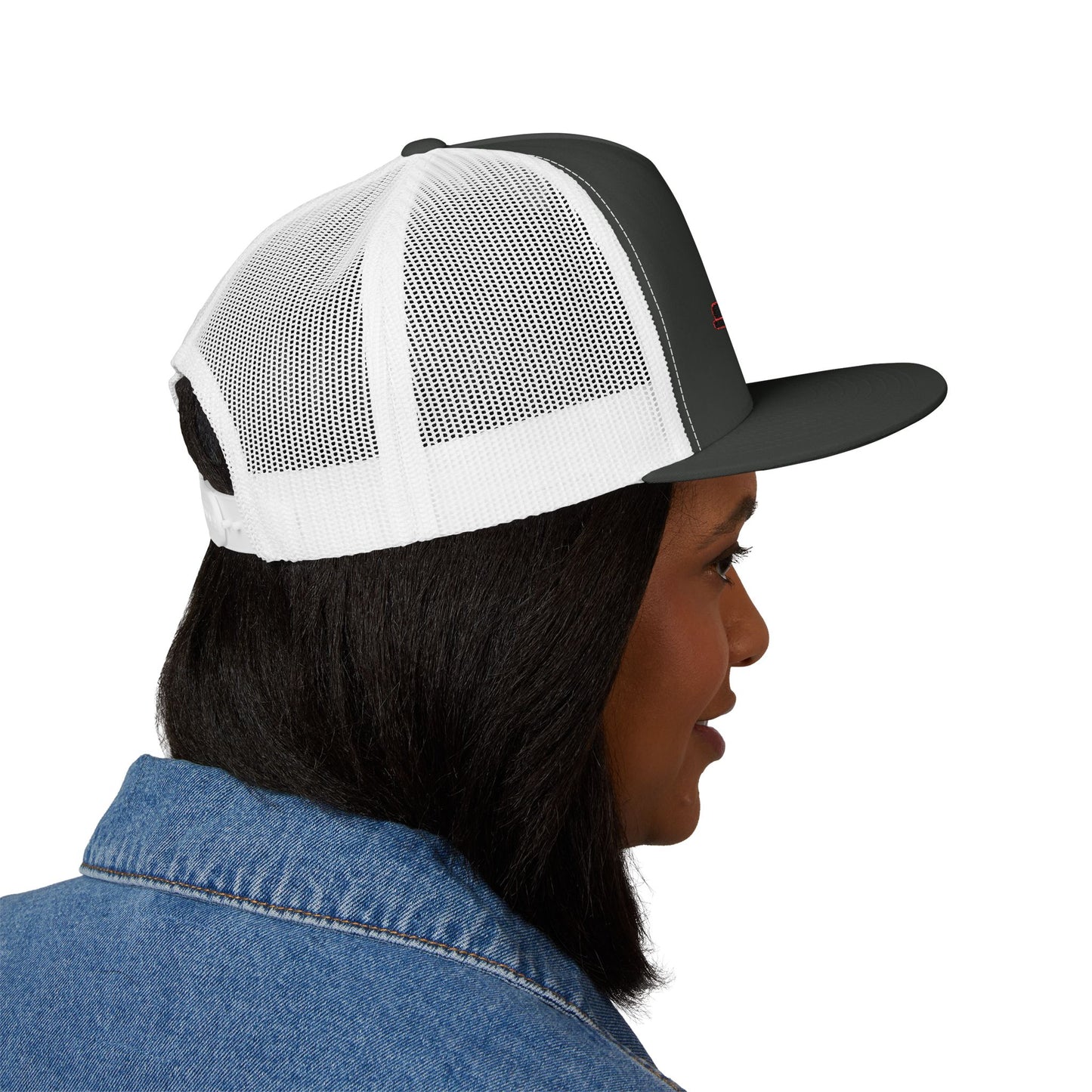 SeaDoo Performance Embroidered Trucker Cap — Mesh 5-Panel Hat Red Outline