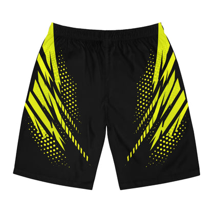 SeaDoo RXTX X-Team Men's Black & Manta Green Racing Board Shorts — Athletic Swim Trunks