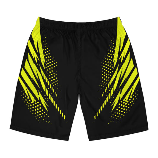 SeaDoo RXTX X-Team Men's Black & Manta Green Racing Board Shorts — Athletic Swim Trunks